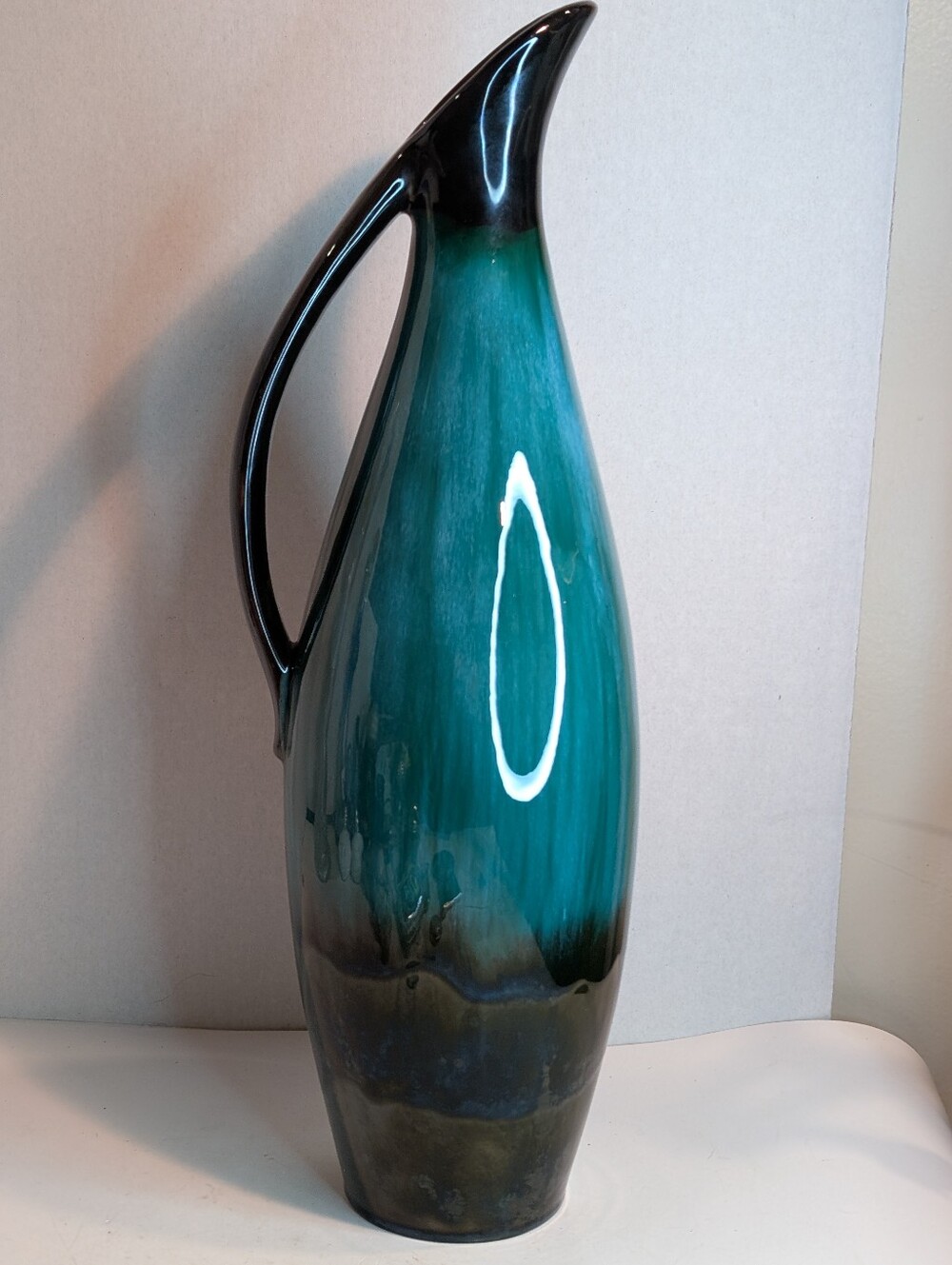 Vintage Blue Mountain Pottery Green Blue Black Mountain Pottery Pitcher Vase - Picture 3 of 8